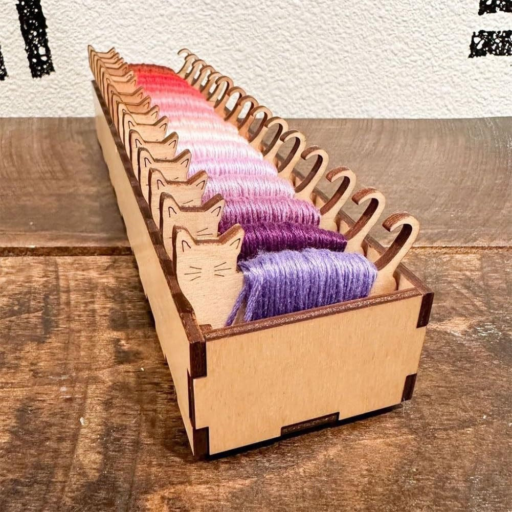 FunHandMade Wooden Floss Organizer Box: Tidy Threads with a Touch of Whimsy
