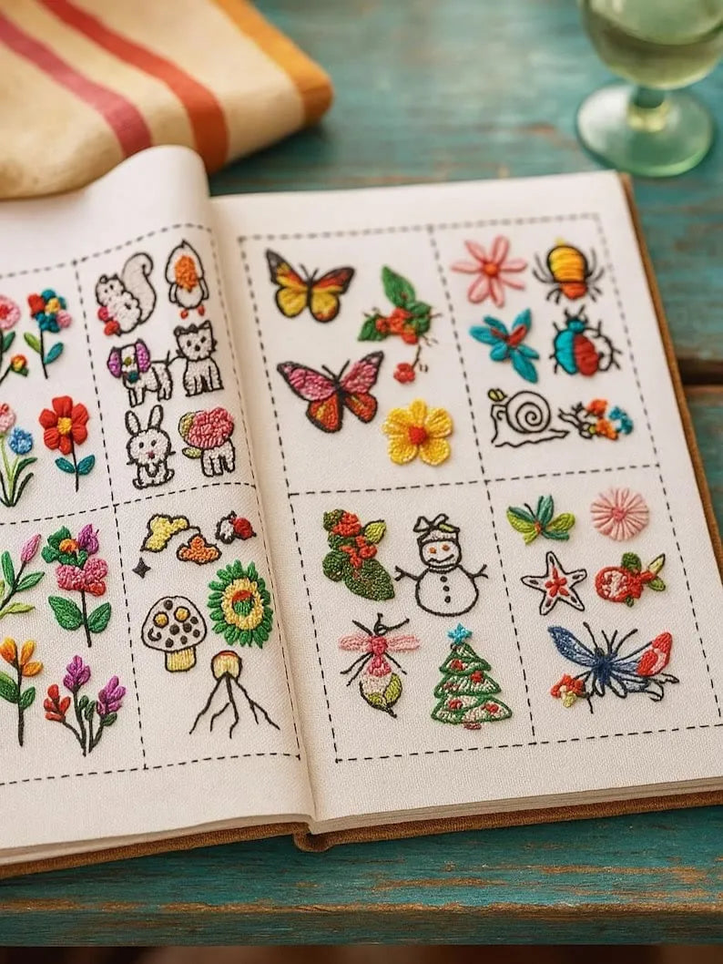 Embroidery Beginner Stitch Book - Easy Stitch Practice | Creative Sewing Needlework | Gift For Handmade Starter