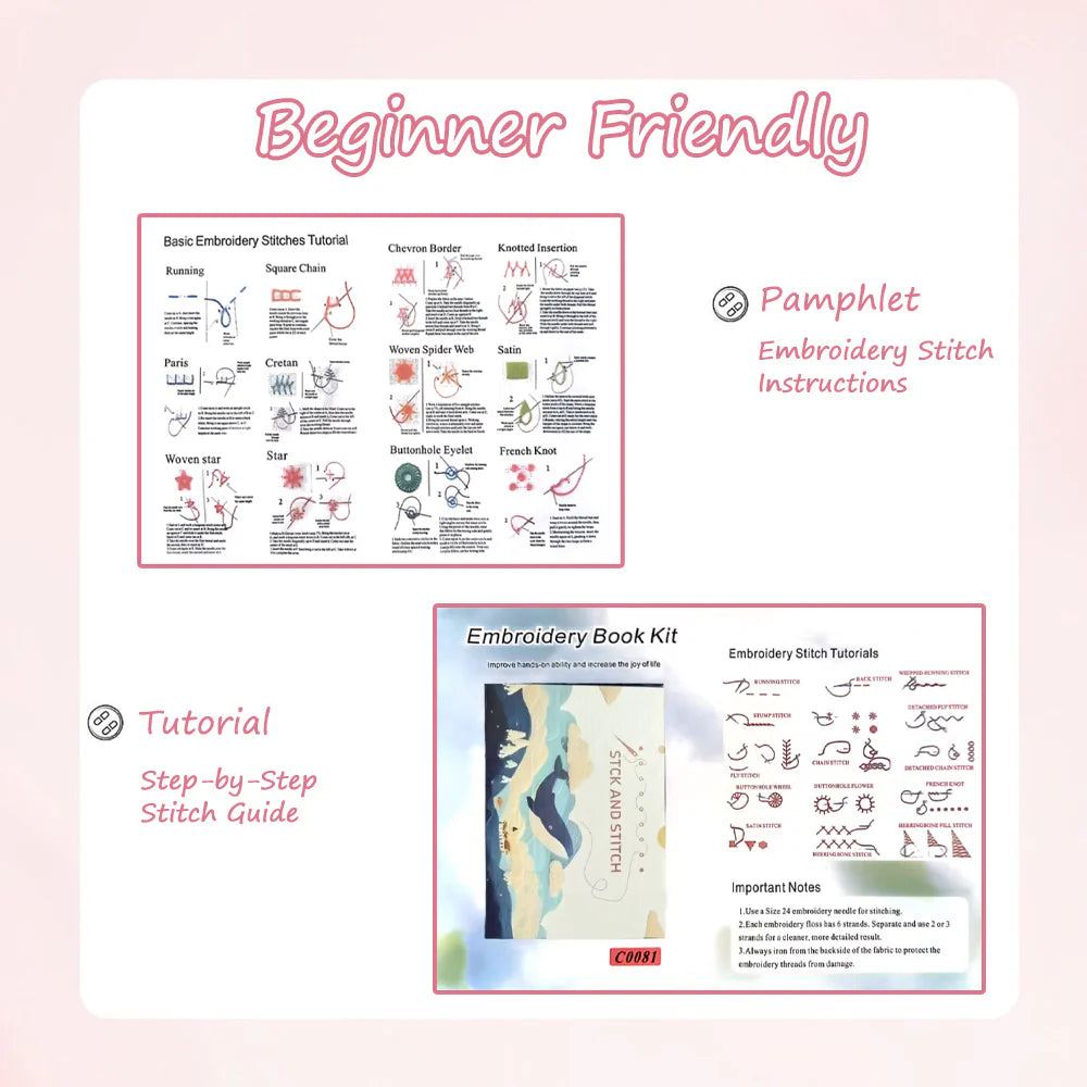 Creative Hand Stitch Tutorials DIY Embroidery Book Cross Stitch Book Box Set