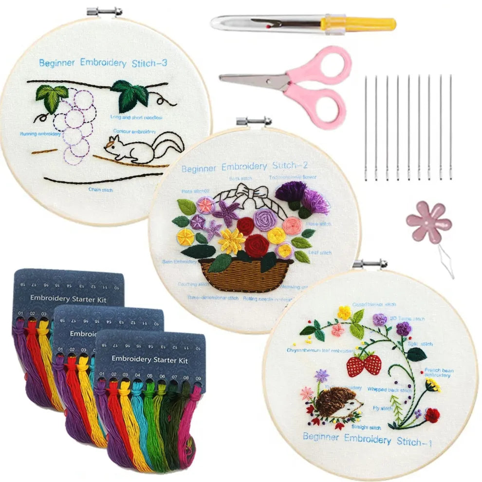 Basic Embroidery Practice Basic 3-piece Set: Beginner Practice Kit