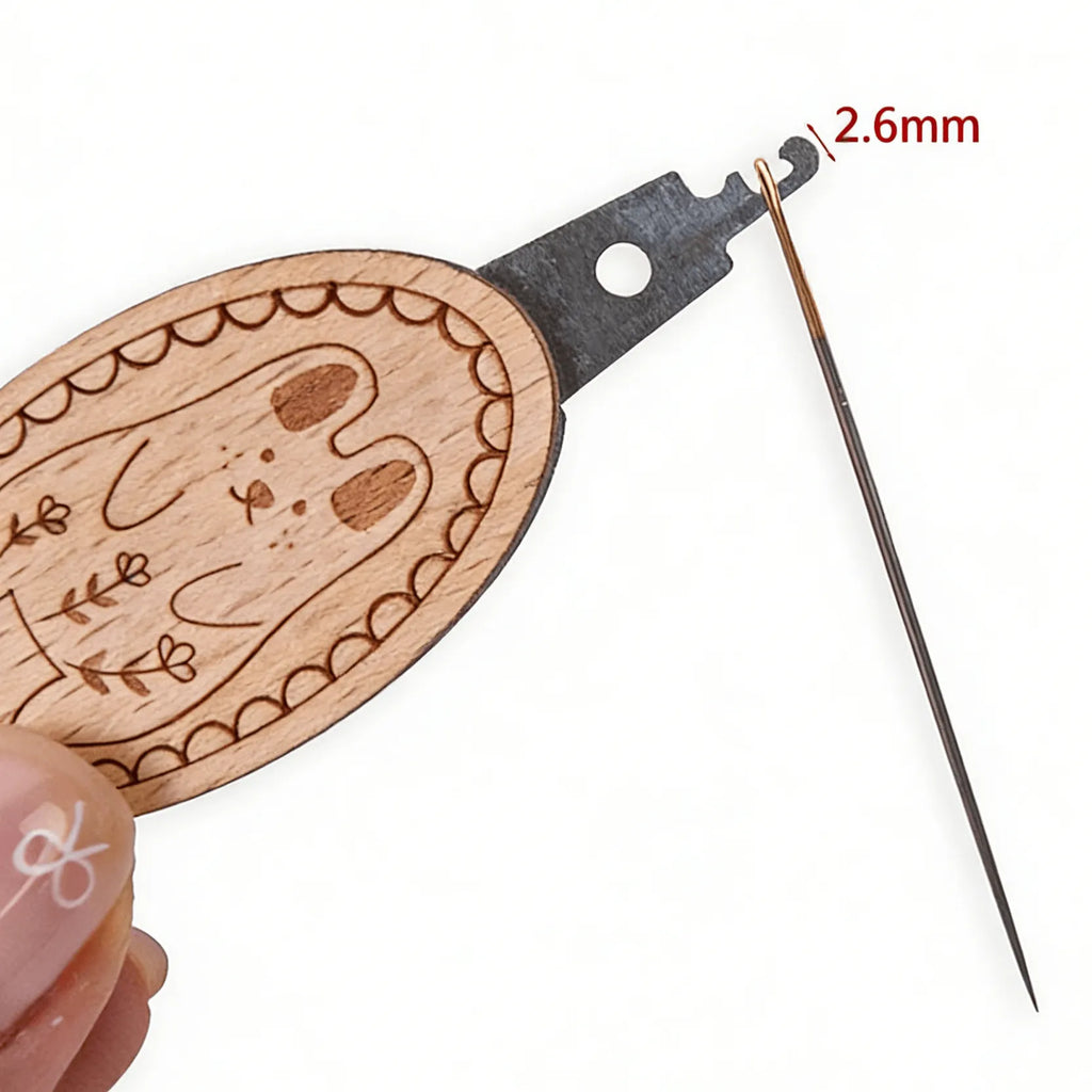 FunHandMade - Embroidery Needle Threader - Wooden Sewing Tool | Adorable Embroidery Accessory