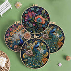DIY Peacock Embroidery Kit with 15cm Hoop