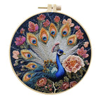 DIY Peacock Embroidery Kit with 15cm Hoop