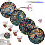 DIY Peacock Embroidery Kit with 15cm Hoop