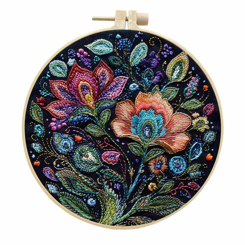 DIY Peacock Embroidery Kit with 15cm Hoop