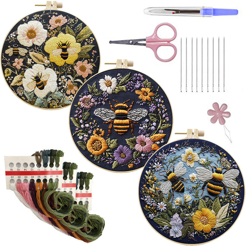 DIY Embroidery Kit Handmade Bee for Beginners Creative Needlework