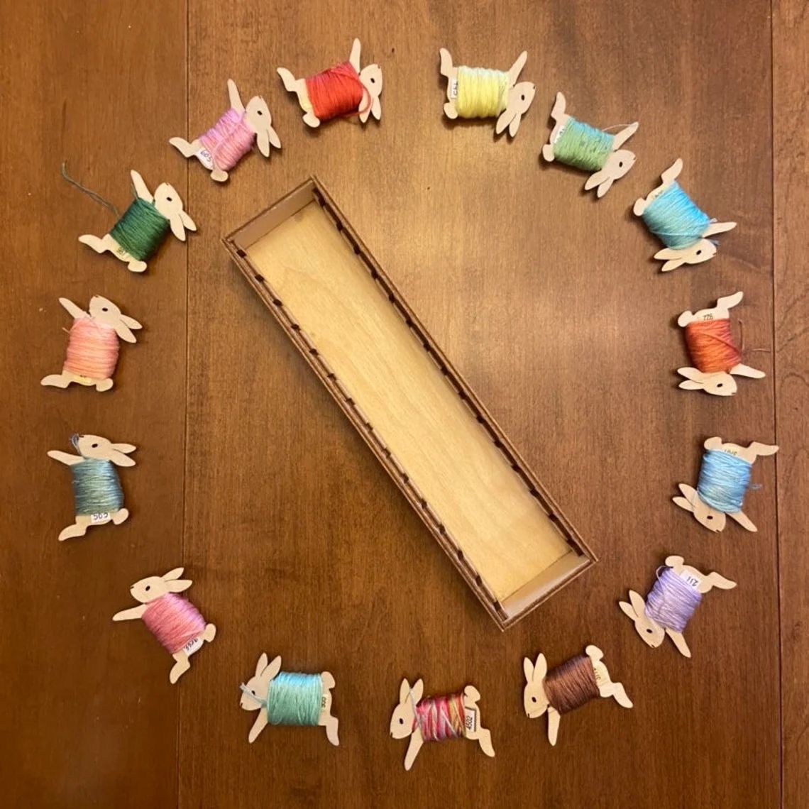 FunHandMade Wooden Floss Organizer Box: Tidy Threads with a Touch of Whimsy