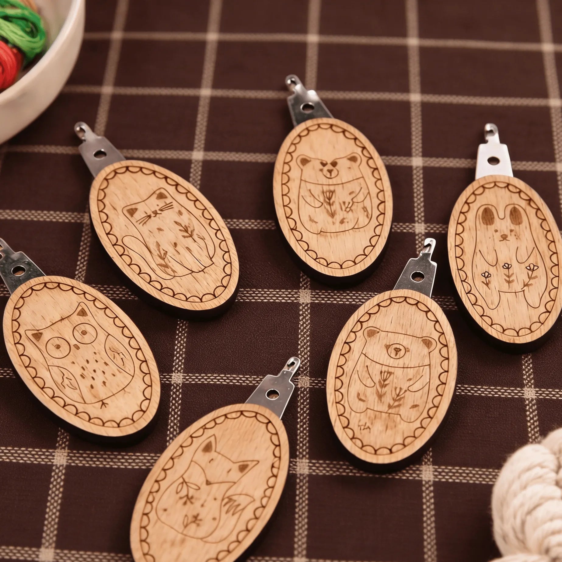 FunHandMade - Embroidery Needle Threader - Wooden Sewing Tool | Adorable Embroidery Accessory