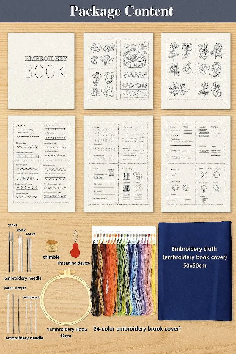 Embroidery Beginner Stitch Book - Easy Stitch Practice | Creative Sewing Needlework | Gift For Handmade Starter